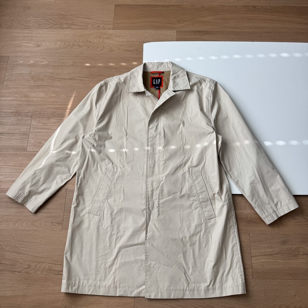 Gap Womens XXL Beige Cotton Blend Trench Coat Hidden Button Long Car Coat Tan
